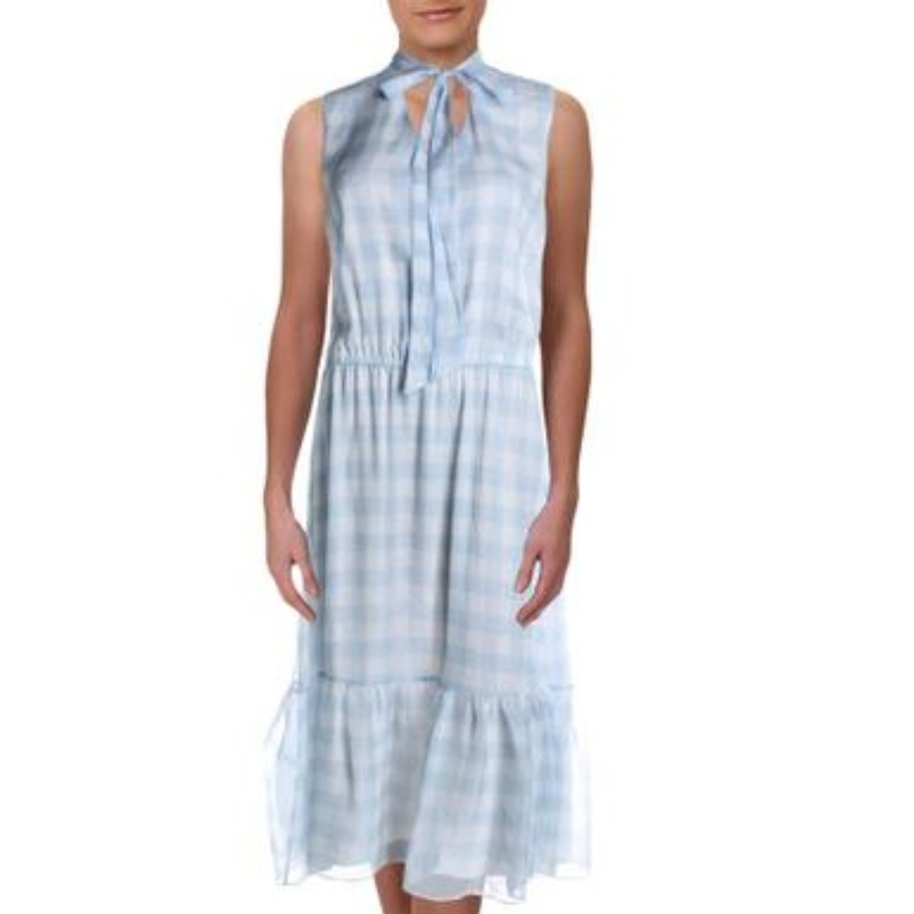 Lauren Ralph Lauren Womens Kandilla Plaid Tie-Neck